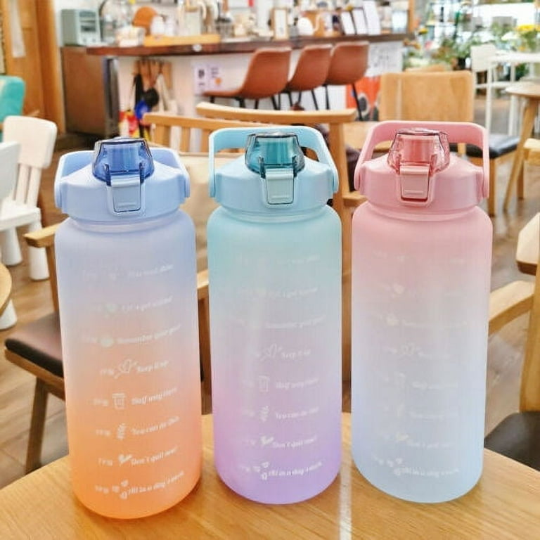 Big Water Bottle 2l Sport Bottles with Time Scale Straw Gym Fitness Kettle  Jugs Mugs Outdoor Travel Plastic Water Drinking Cup