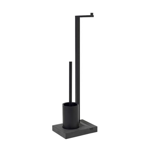 Menoto Black Titanium Coated Toilet Butler Paper Holder & Brush - Black