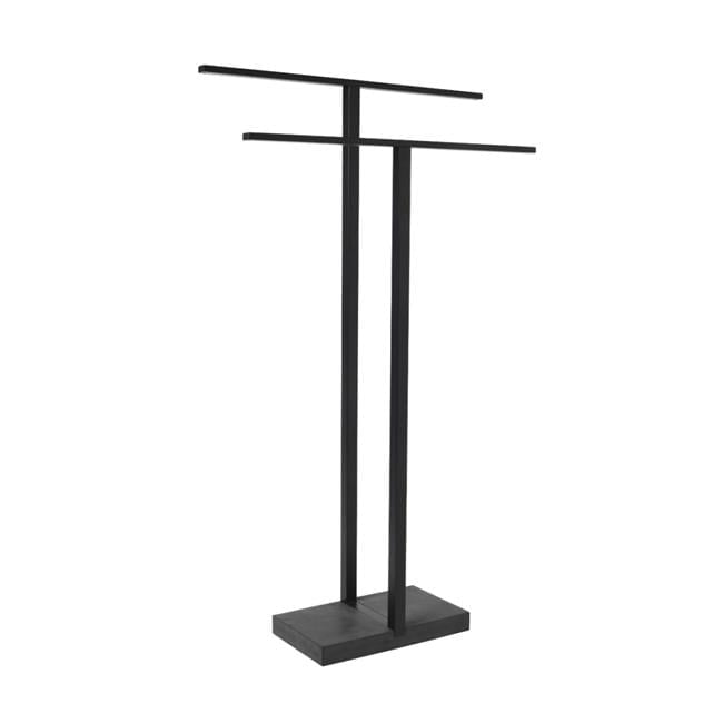 Black Stainless Steel Freestanding Towel Stand with Polystone Base