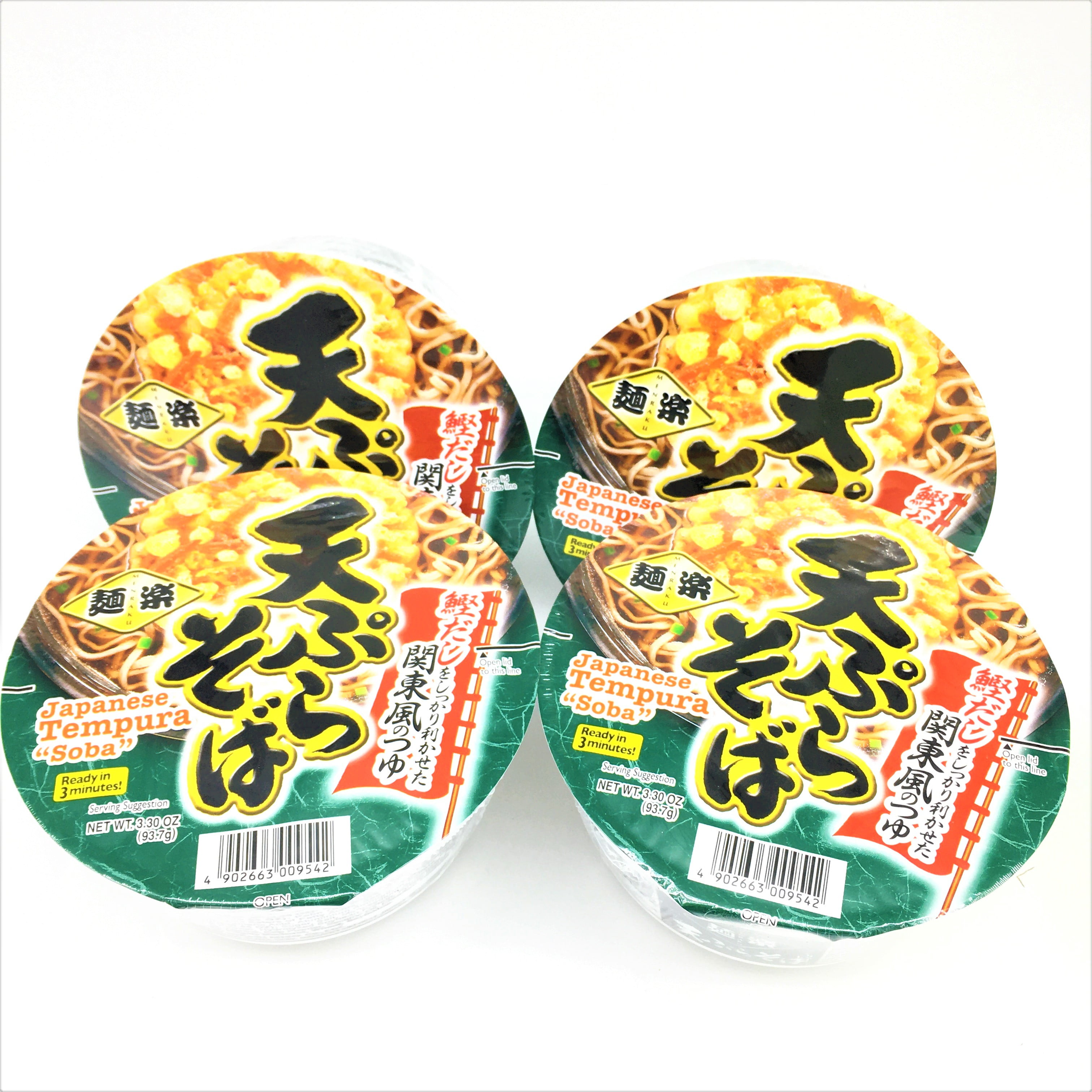Menraku Japanese Ramen - Tempura Soba 3.3 oz X4
