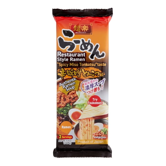 Menraku Spicy Miso Tonkotsu Ramen Noodle Soup 6.5 oz