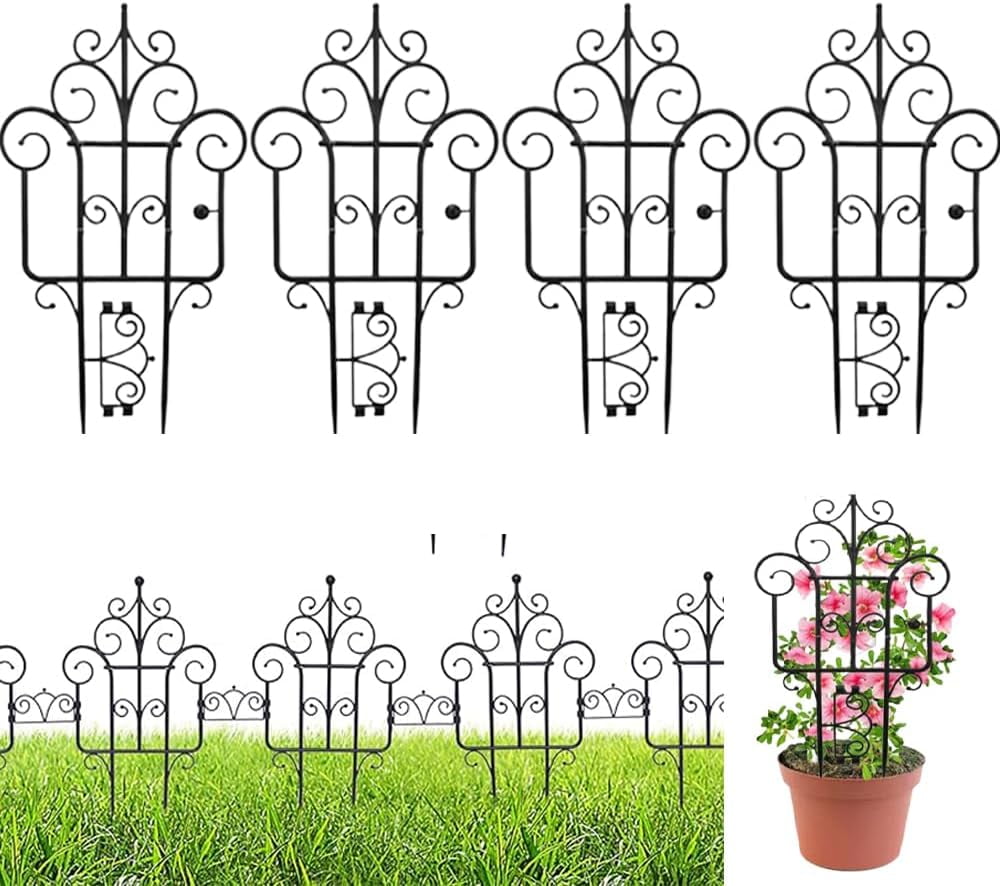 Menrkoo 4 Pack Decorative Garden Fence Animal Barrier: Stackable Plant ...