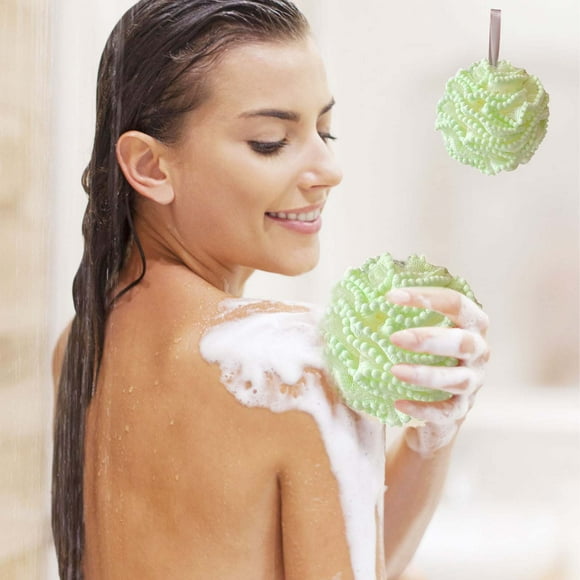 Menrkoo Bath Shower Loofah Sponge Pouf Body Wash Bath Sponge Shower Loofahs 80G Mesh Pouf Bath Scrunchies Body Wash Puff Green 14Cm