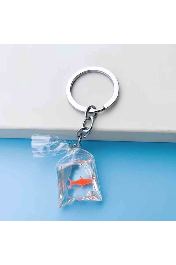 Clear Resin Fish Cute Resin Fish Key Chain Water Bag Fish Key Ring Cl C