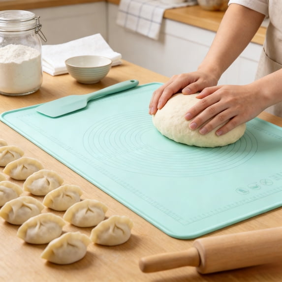 Menrkoo Silicone Baking Mat Extra Thick Dough Rolling Mat With ...