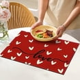 thumbnail image 1 of Menrkoo Valentines Day Love Hearts Placemats Set Of 4 Valentine Red Black Heart Linen Table Mats Spring Wedding Anniversary Washable Place Mats For Outdoor Home Party Kitchen Dining Red 17.7*11.8Inch, 1 of 9