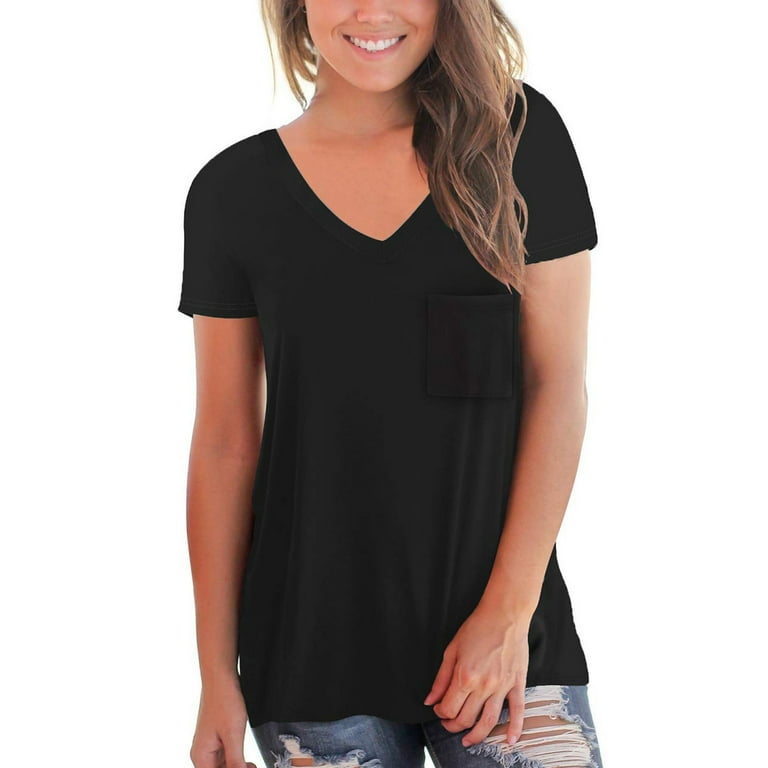women's black loose fitting t shirts