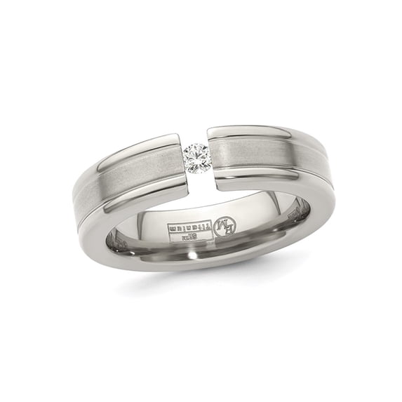 Mens 1/10 Carat (Ctw) Diamond Titanium 6mm Band Ring