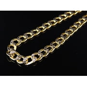 JEWELRY UNLIMITED Mens 1/10th 10K Yellow Gold Diamond Cut Curb Cuban Chain Necklace 5mm 18-30Ins