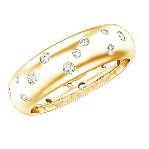 Rosec Jewels Moissanite Band in Flush Setting - D Color VS1 Clarity Certified - Ready to Gift, 10K Yellow Gold, US 8.00