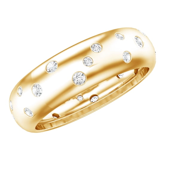 Rosec Jewels Moissanite Band in Flush Setting - D Color VS1 Clarity Certified - Ready to Gift, 18K Yellow Gold, US 12.00