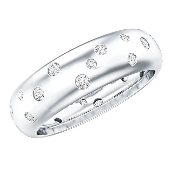 Rosec Jewels Moissanite Band in Flush Setting - D Color VS1 Clarity Certified - Ready to Gift, 925 Sterling Silver, US 4.00