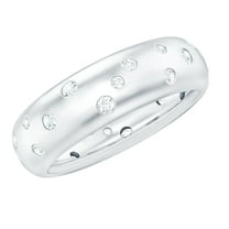 Rosec Jewels Moissanite Band in Flush Setting - D Color VS1 Clarity Certified - Ready to Gift, 925 Sterling Silver, US 4.00