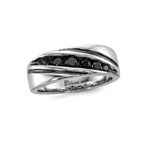 Gem & Harmony Mens 1/2 Carat (Ctw) Black Diamond Ring in Sterling Silver for Men