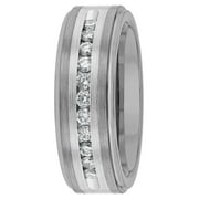 BRILLIANCE FINE JEWELRY Mens 1/2 ctw Lab-Grown Diamond Tungsten & Stainless Steel Wedding Band - Mens Ring