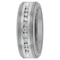 Mens 1/2 ctw Lab-Grown Diamond Tungsten & Stainless Steel Wedding Band - Mens Ring