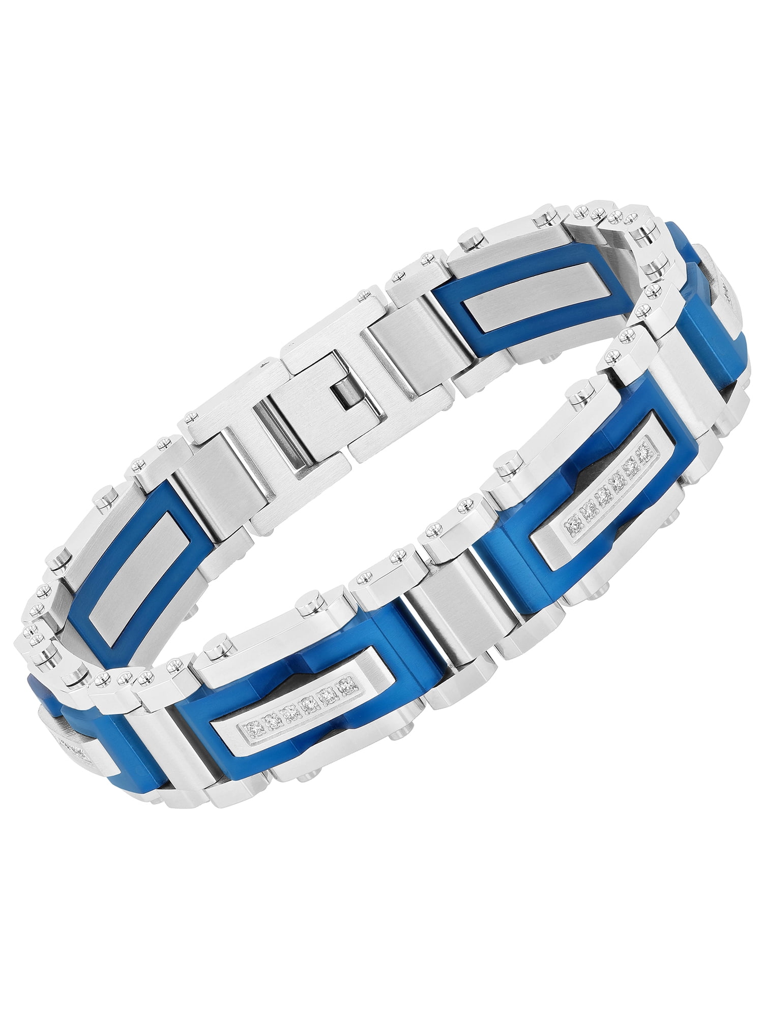 Blue diamond mens bracelet clearance