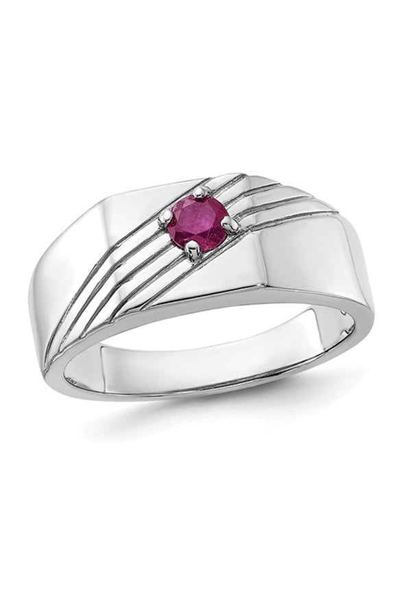 Gem & Harmony Mens 1/3 Carat (Ctw) Ruby Ring in Sterling Silver for Men