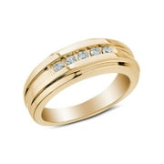 GEM AND HARMONY Mens 1/4 Carat (Ctw H-I, I1-I2) Diamond Wedding Band Ring in 14K Yellow Gold