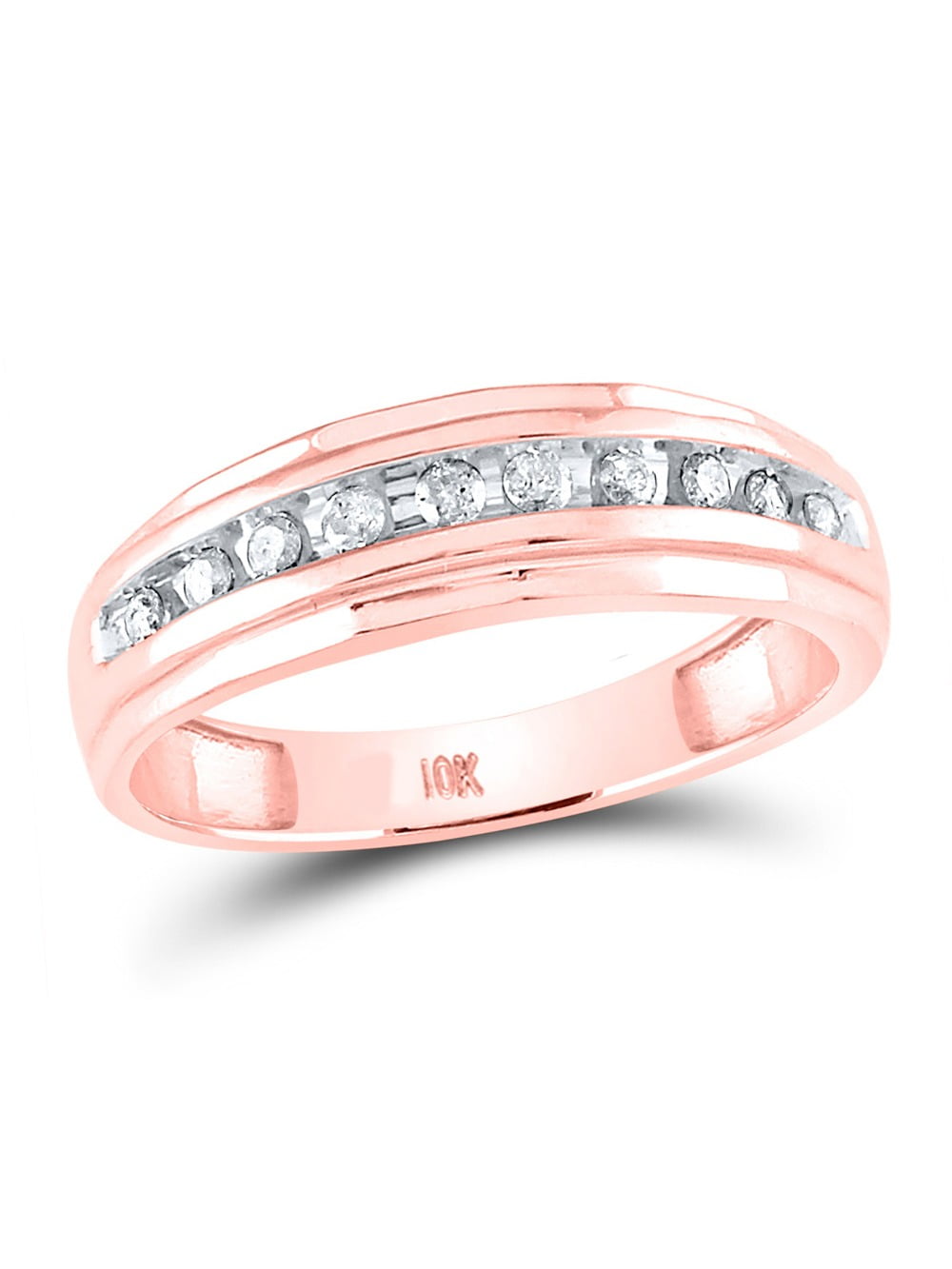 Mens 1/4 Carat (Ctw J-K, I2-I3) Diamond Wedding Band Ring in 10K Rose ...