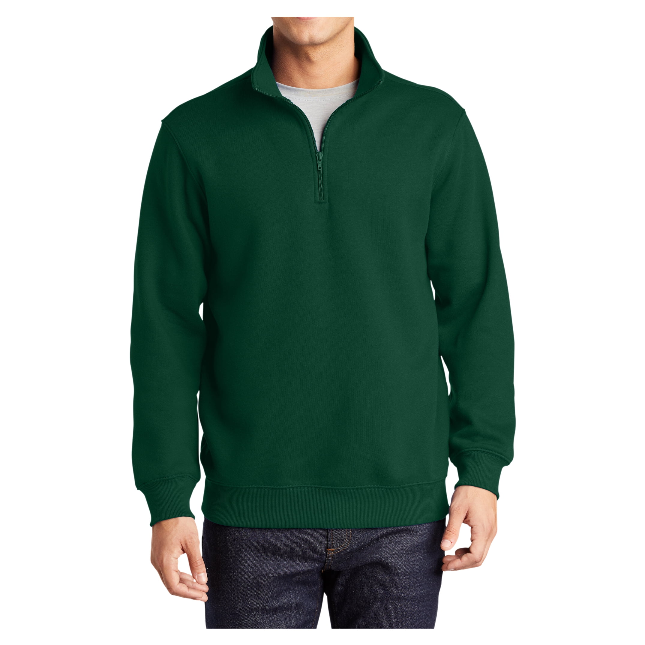 Mens 1 4 Zip Cotton Poly Fleece Sweatshirt Forest Green 4X Large