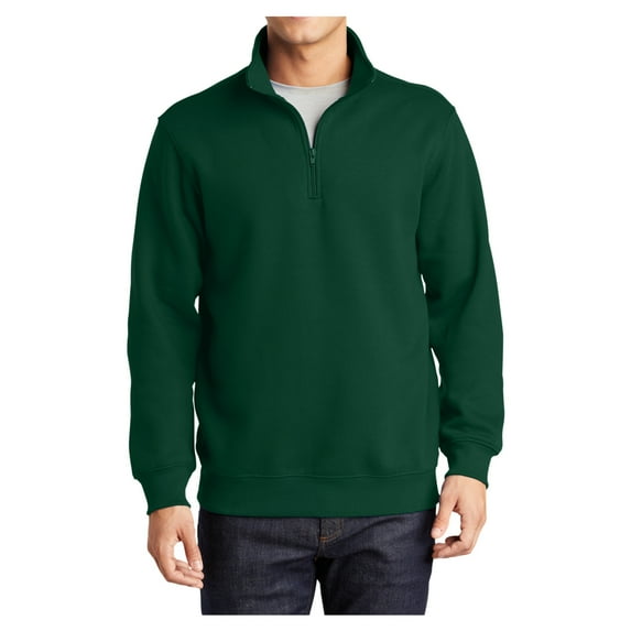 Mens 1/4 Zip Cotton/Poly Fleece Sweatshirt Forest Green X-Large
