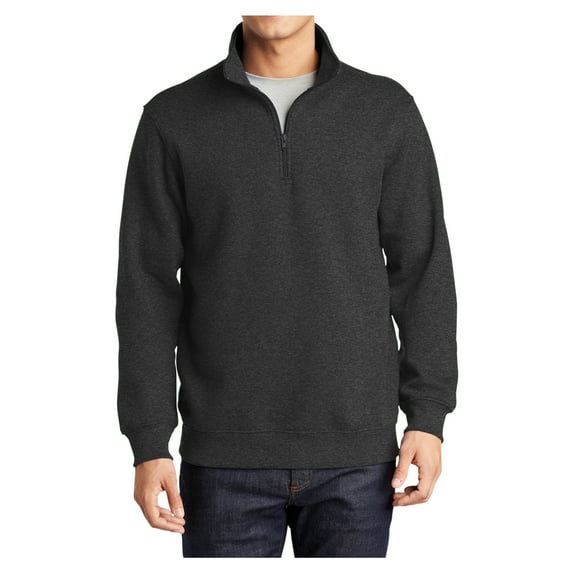 Mens 1/4 Zip Cotton/Poly Fleece Sweatshirt Graphite Heather Medium