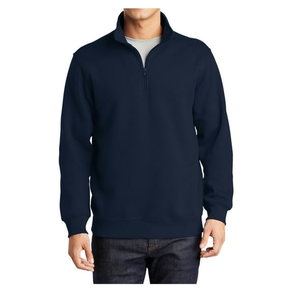 Mens 1/4 Zip Cotton/Poly Fleece Sweatshirt True Navy 4X-Large