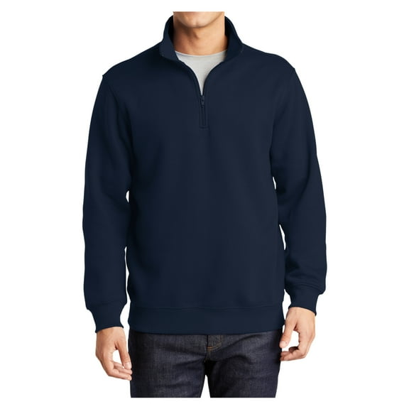 Mens 1/4 Zip Cotton/Poly Fleece Sweatshirt True Navy Large