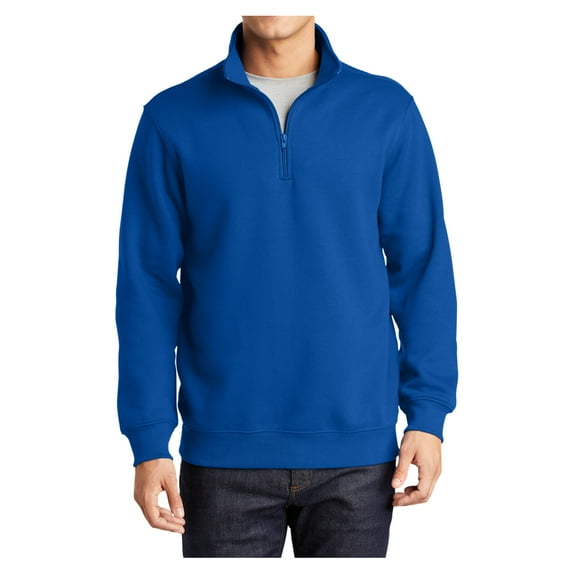 Mens 1/4 Zip Cotton/Poly Fleece Sweatshirt True Royal Small