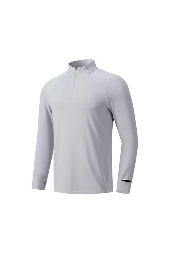 Mens 1/4 Zip Long Sleeve Sports Shirt Stretch Performance Quater Zipper Pullover Regular Fit Fishing Active Shirt