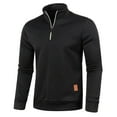 thumbnail image 1 of Mens 1/4 Zip Pullover Fleece Sweatshirt for Men Stand Collar Quarter Zip Pullover Top Long Sleeve Solid Cozy Sweater Shirt, 1 of 5