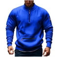 thumbnail image 1 of Mens 1/4 Zip Sweatshirts Spring Band Collar Long Sleeve Shirts Casual Solid Color Cargo Workwear with Pockets, 1 of 4
