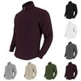 thumbnail image 1 of Mens 1/4 Zip Sweatshirts Waffle Long Sleeve Sweater Stand Collar Sweatshirts Casual Tops Half Zip Sweatshirts Jacket Regular Pullovers Autumn Winter Sweaters Warm Hiking Fishing Tops, 1 of 7