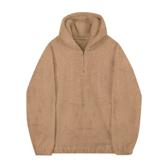 Mens 1/4 Zipper Sherpa Sweatshirts Solid Long Sleeve Pullover Tops Fall Winter Trendy Outfits Comfy Loose Fit Jackets