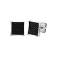 thumbnail image 1 of Mens 1/4 ctw Black Diamond Stainless Steel Square Stud Earrings, 1 of 4