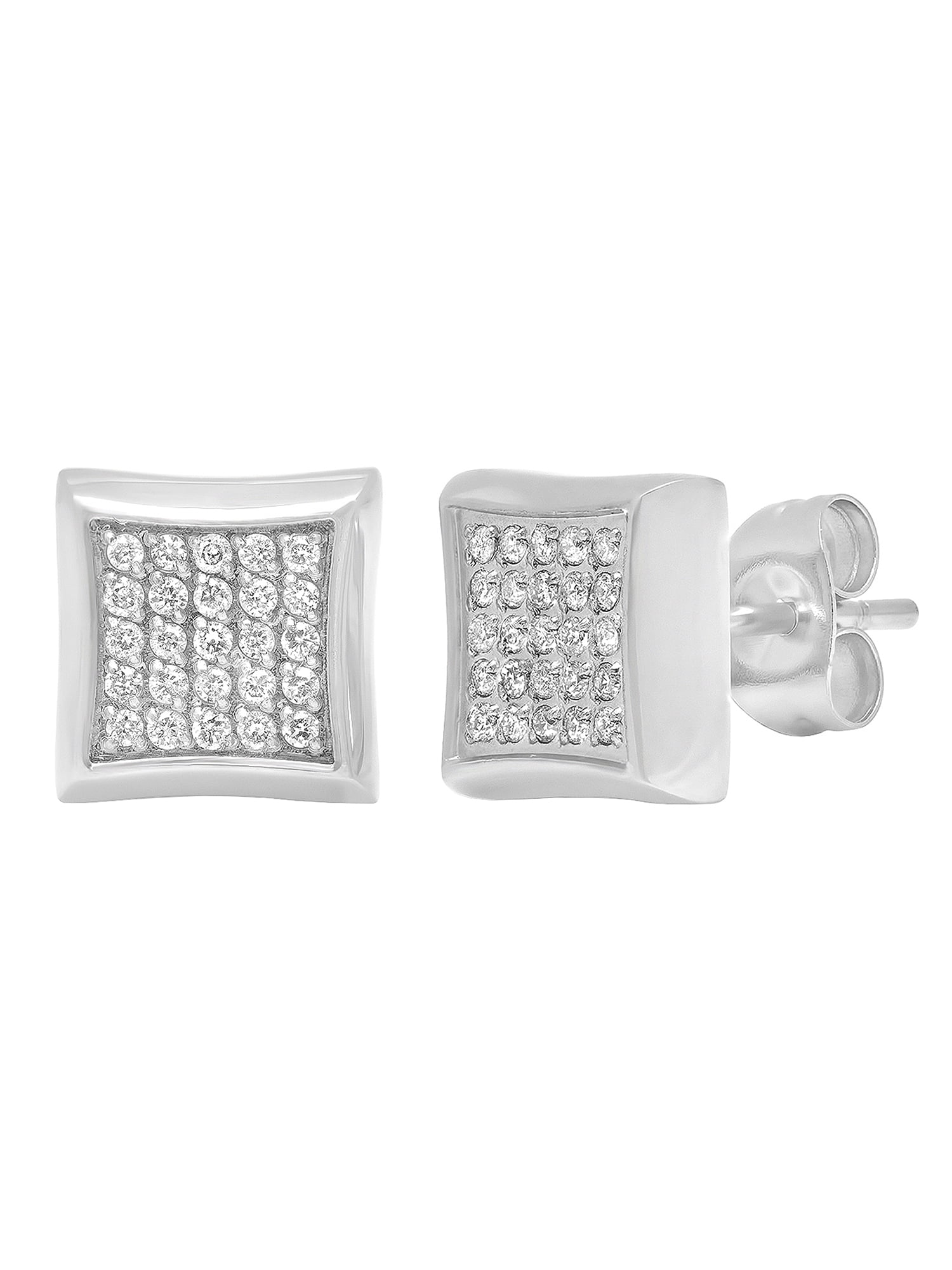 Squared Cubic Zirconia Ear Studs For Men - PAIR – Code Earrings For Man-sgquangbinhtourist.com.vn