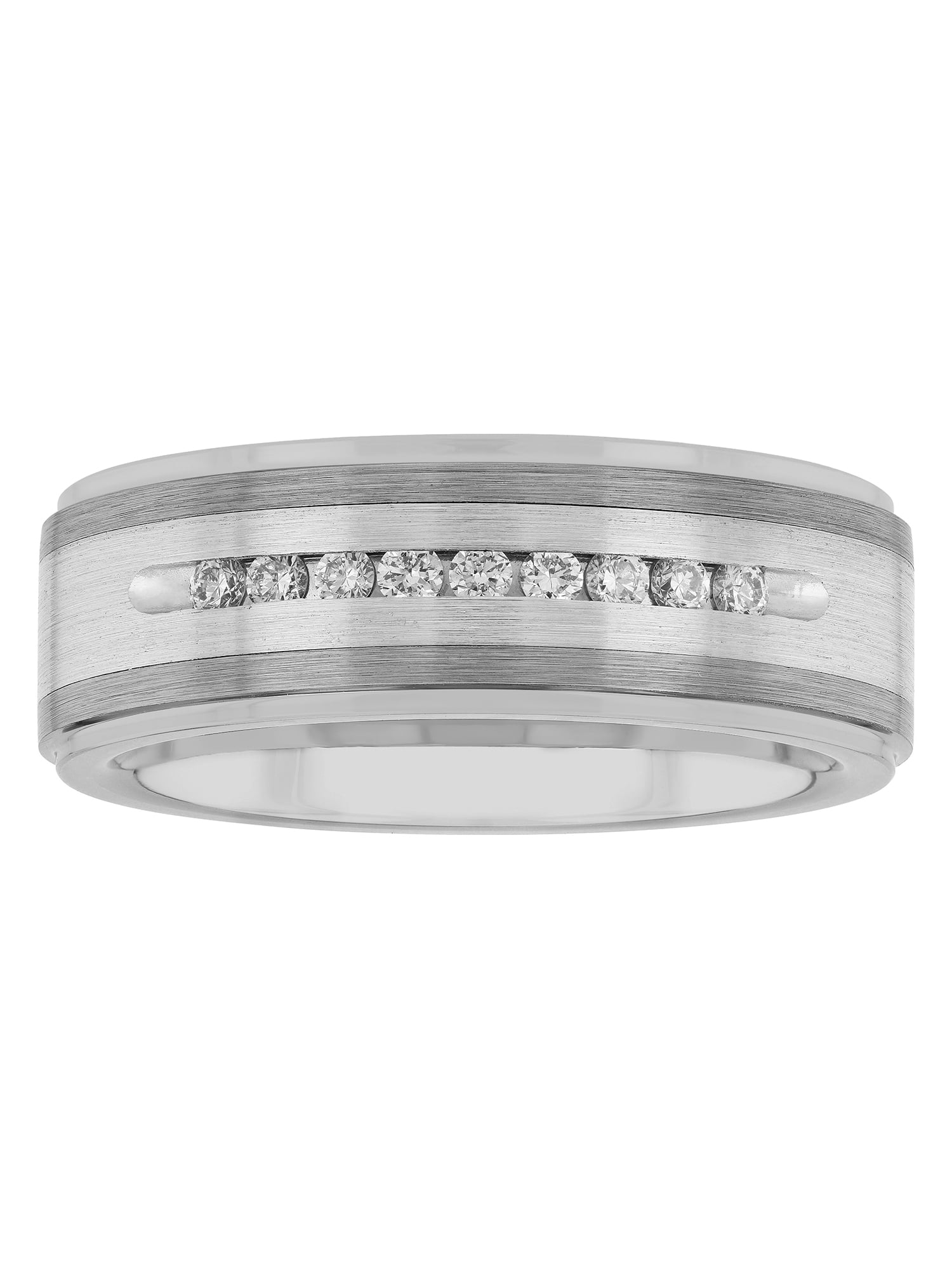Mens 1/4 ctw LabGrown Diamond Tungsten & Stainless Steel Wedding Band