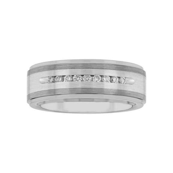 Mens 1/4 ctw Lab-Grown Diamond Tungsten & Stainless Steel Wedding Band - Mens Ring
