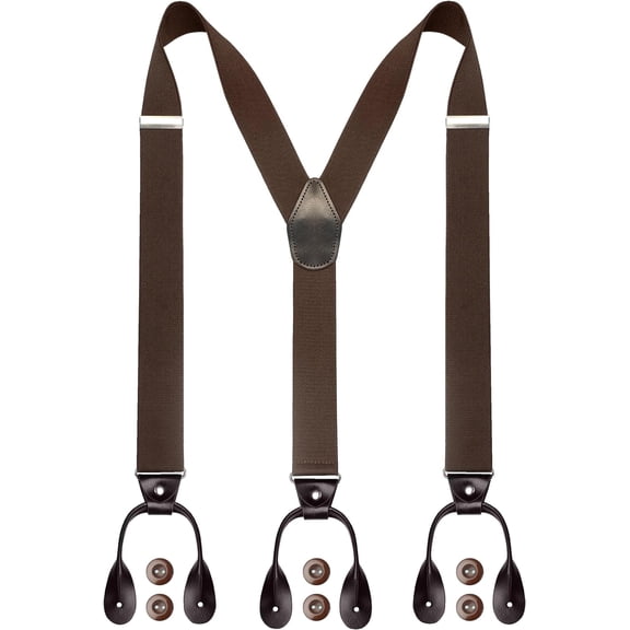 Mens 1.4 inches Wide with 6 Button End Elastic Adjustable Suspenders