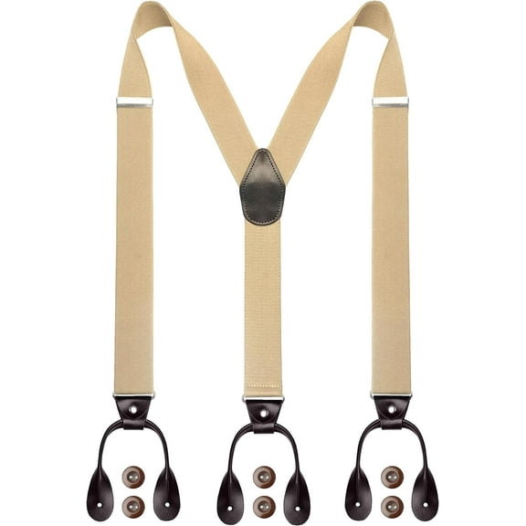 Mens 1.4 inches Wide with 6 Button End Elastic Adjustable Suspenders