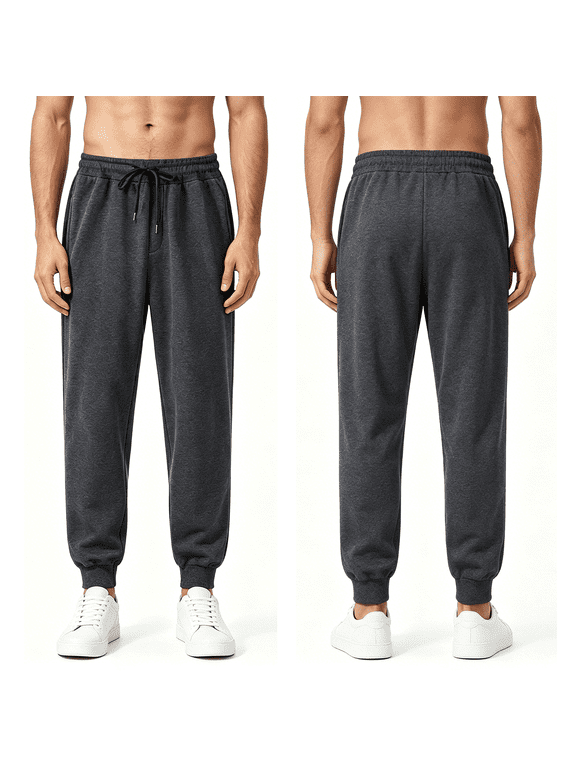 Mens Sweatpants with Pockets, Casual Running Jogger Pants Workout Athletic Sweatpants Elastic Bottom, Size M