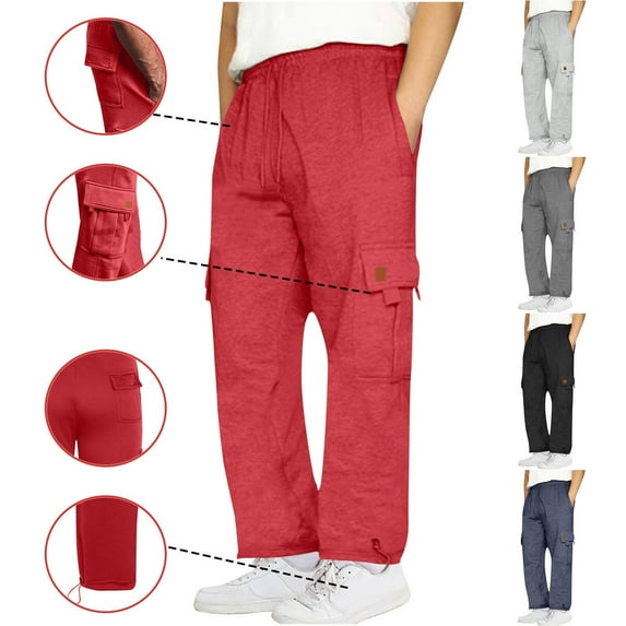 LONKITO Cargo Pants for Men Slim Fit Casual Streetwear Sweatpants Open Bottom Athletic Workout Sweat Pants with Pockets, Size M