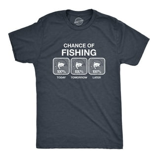 Mens 100% Chance Of Fishing T Shirt Funny Outdoor Fishing Novelty Camp Tee Graphic Tees