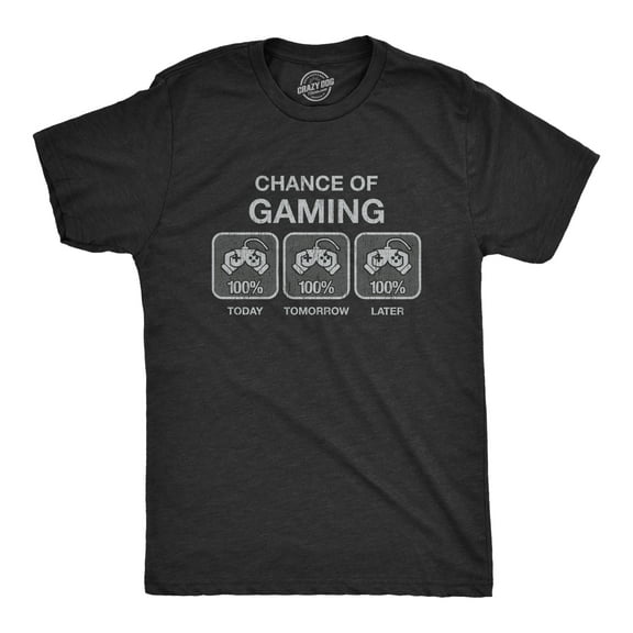 Mens 100% Chance Of Gaming T Shirt Funny Nerdy Video Games Novelty Tee Graphic Tees