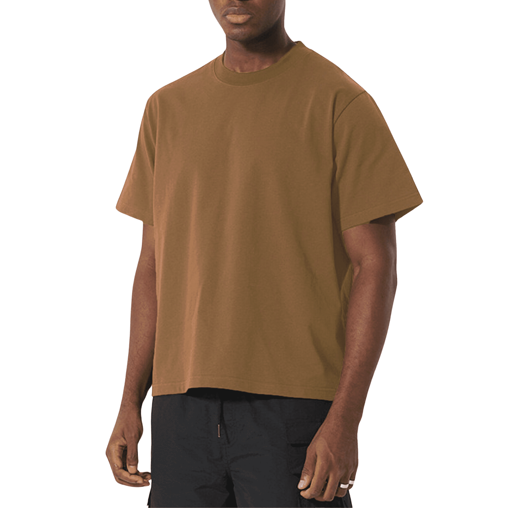 Mens 100% Cotton Boxy Fit Plain T-shirt Cropped Boxy Fit Blank T Shirts ...