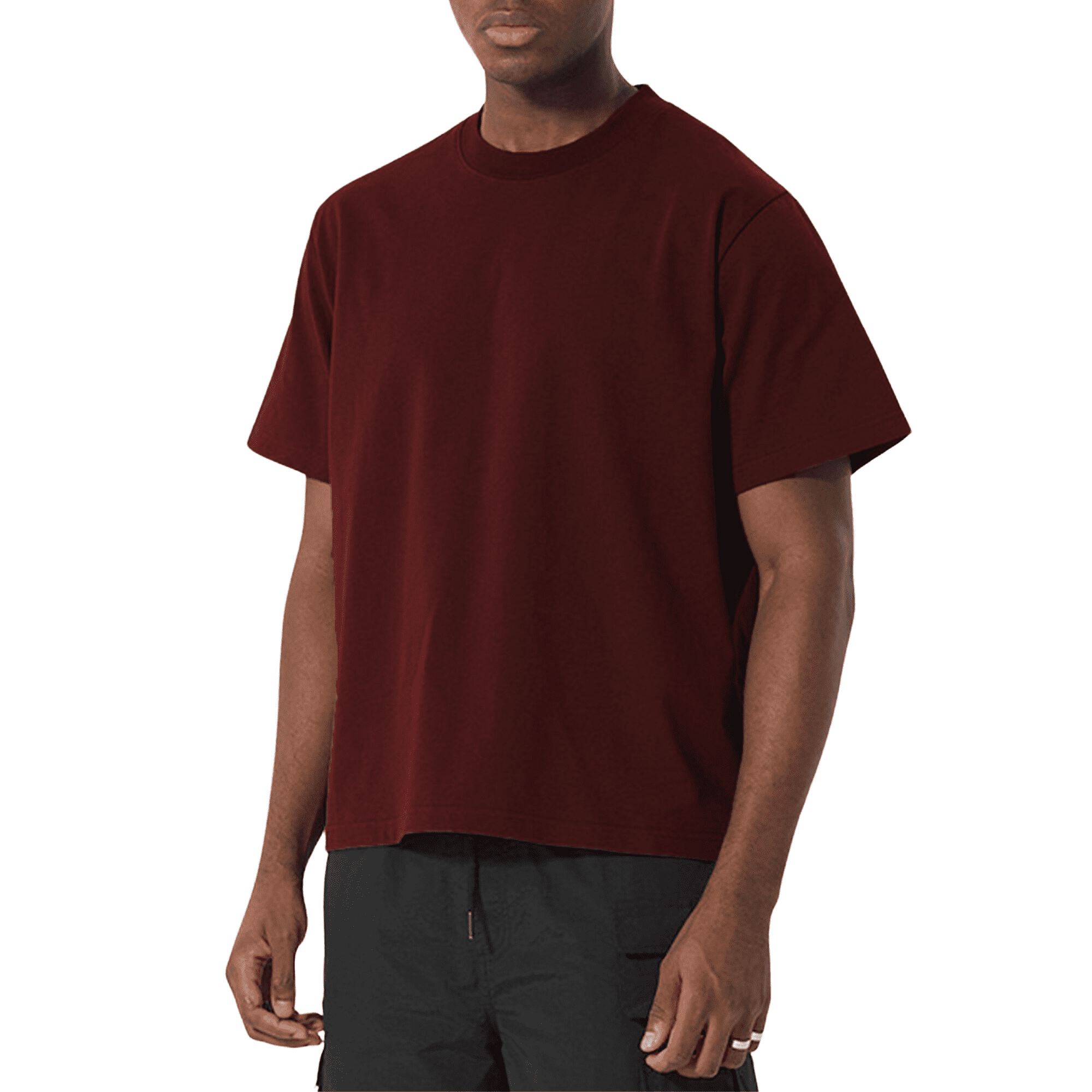 Mens 100% Cotton Boxy Fit Plain T-shirt Cropped Boxy Fit Blank T Shirts ...