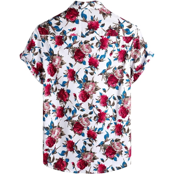 Mens 100% Cotton Hawaiian Shirts Button Down Short Sleeve Beach Shirts Summer Casual Aloha Shirts