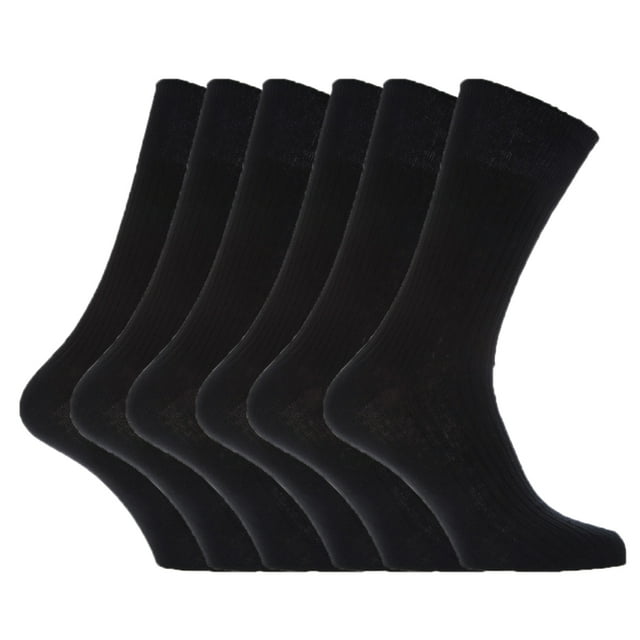 Mens 100 Cotton Non Elastic Top Gentle Grip Socks (Pack Of 6