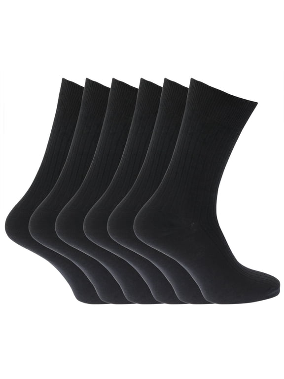 Mens 100% Cotton Non Elastic Top Gentle Grip Socks (Pack Of 6)